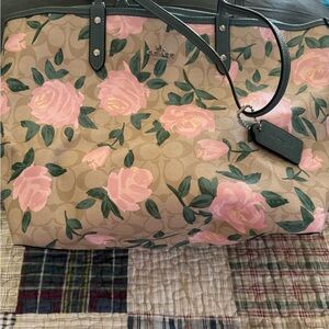 Coach Pink Roses Reversible Tote